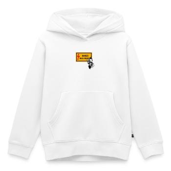Danger Voltage Skull Graphic - Kids Premium Organic Hoodie - white - Front - AI Model Kid Female (0cm)