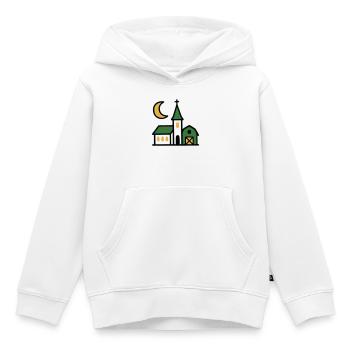 Œuvres d’art de la lune de l’église du village - Sweat Premium à capuche enfant bio - blanc - Devant - AI Model Kid Female (0cm)