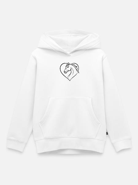 Pferd Herz reiten Geschenk Reiter  - Kinder Premium Organic Hoodie - Weiß