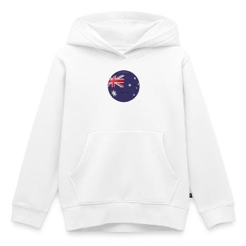LE DRAPEAU AUSTRALIEN SUR UN BALLON DE FOOTBALL - Sweat Premium à capuche enfant bio - blanc - Devant - AI Model Kid Female (0cm)