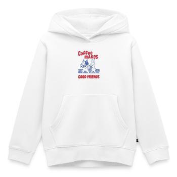 Le café fait de bons amis – chats et lapins - Sweat Premium à capuche enfant bio - blanc - Devant - AI Model Kid Female (0cm)