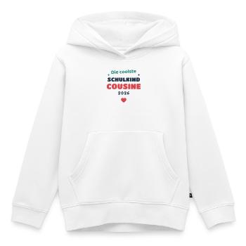 Einschulung 2026 Cousine - Schulkind Geschenk Schu - Kinder Premium Organic Hoodie - Weiß - Vorne - AI Model Kid Female (0cm)