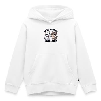 Süße Comic Katzen machen High Five – Best Buddys  - Kinder Premium Organic Hoodie - Weiß - Vorne - AI Model Kid Female (0cm)