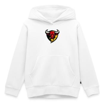 Roter Bullenblitz Schild - Kinder Premium Organic Hoodie - Weiß - Vorne - AI Model Kid Female (0cm)