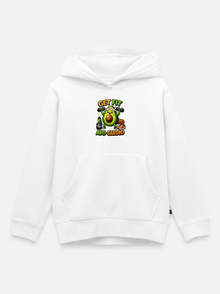 AVO-CARDIO – Avocado in Training - Kids Premium Organic Hoodie - white