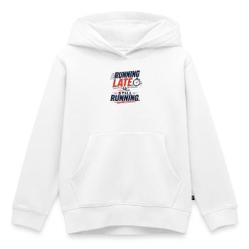 Running Late. Still Running. - Sweat Premium à capuche enfant bio - blanc - Devant - AI Model Kid Female (0cm)