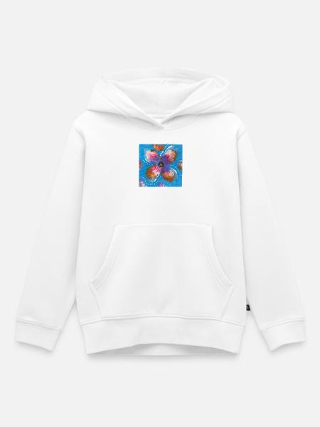 Blaues Blütenfeuerwerk - Kinder Premium Organic Hoodie - Weiß