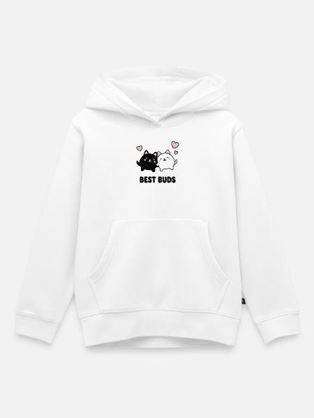 Best Buds Katzen Logo - Kinder Premium Organic Hoodie - Weiß