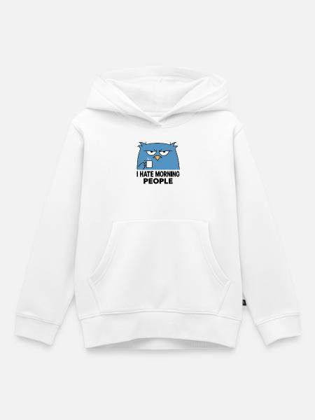 Grummelige Eule Kaffee Morgen - Kinder Premium Organic Hoodie - Weiß