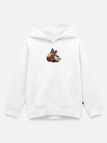 Roboter-Fuchs mit Ente   - Kinder Premium Organic Hoodie - Weiß