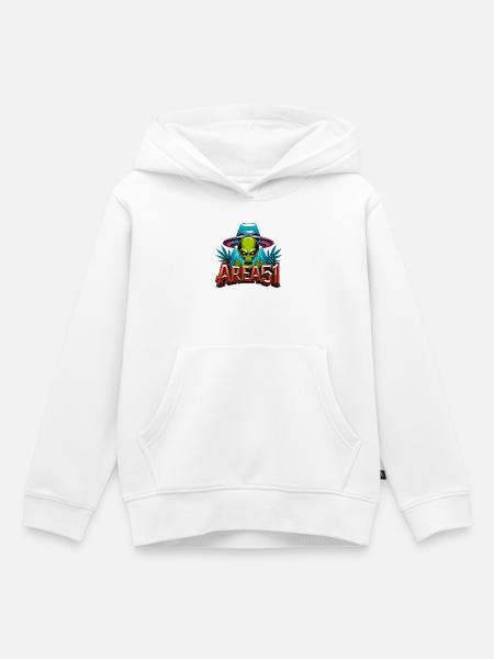Alien Area51 Retro-Graffiti - Kinder Premium Organic Hoodie - Weiß
