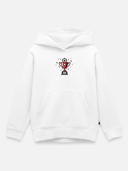 Fussball Pokal Sieger Icon - Kinder Premium Organic Hoodie - Weiß