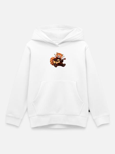 Gitarrenspielender Red Panda - Kinder Premium Organic Hoodie - Weiß