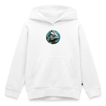 Chamäleon Kopf Türkis Illustration - Kinder Premium Organic Hoodie - Weiß - Vorne - AI Model Kid Female (0cm)