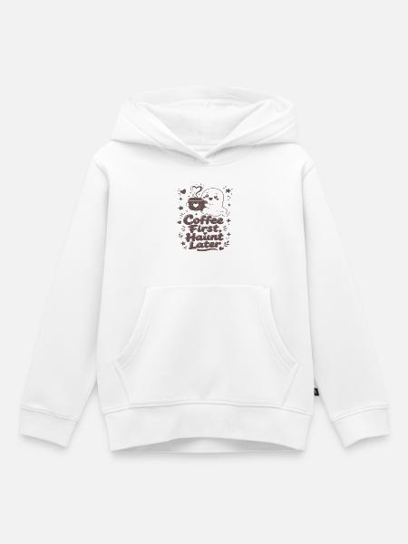 Kaffee Erst, Spuk Danach - Kinder Premium Organic Hoodie - Weiß