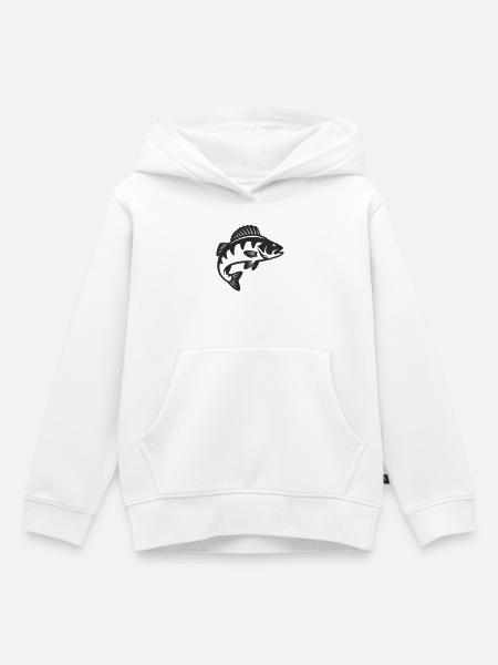 Barsch Raubfisch Silhouette - Kinder Premium Organic Hoodie - Weiß