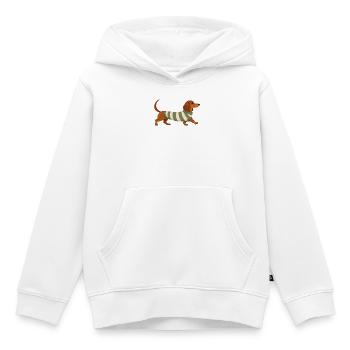 Dackel im Streifenpullover - Kinder Premium Organic Hoodie - Weiß - Vorne - AI Model Kid Female (0cm)