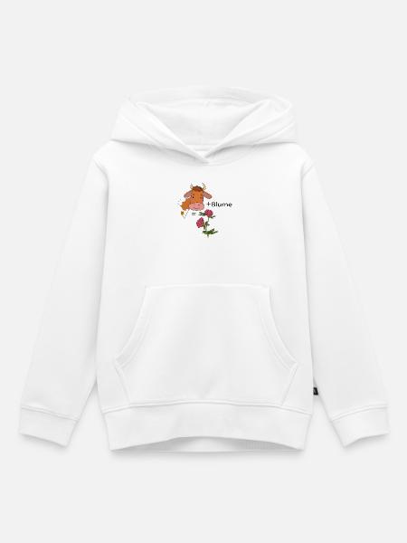 Kuh mit Blume - Kinder Premium Organic Hoodie - Weiß