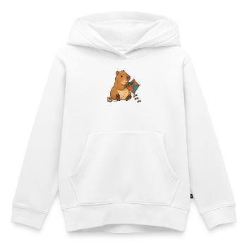 Capybara baut einen Papierdrachen - Kinder Premium Organic Hoodie - Weiß - Vorne - AI Model Kid Female (0cm)
