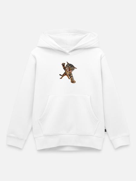 Katze - Kinder Premium Organic Hoodie - Weiß