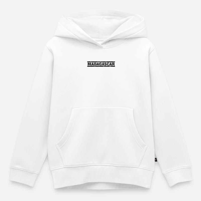 Madagascar - Sweat Premium à capuche enfant bio - blanc