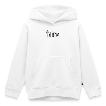 Milan - Sweat Premium à capuche enfant bio - blanc - Devant - AI Model Kid Female (0cm)