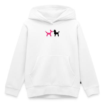un caniche et un ballon-caniche - Sweat Premium à capuche enfant bio - blanc - Devant - AI Model Kid Female (0cm)