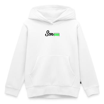 Son battery - Kids Premium Organic Hoodie - white - Front - AI Model Kid Female (0cm)