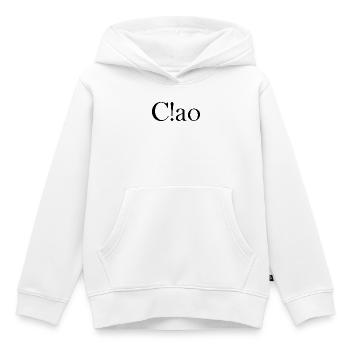 Ciao, lettering with exclamation mark - Kids Premium Organic Hoodie - white - Front - AI Model Kid Female (0cm)