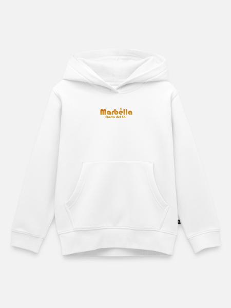 Marbella Costa del Sol-Sunburst Text - Kinder Premium Organic Hoodie - Weiß