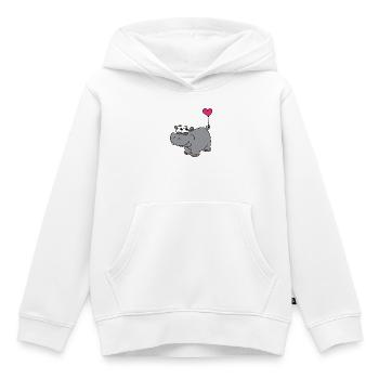 Nilpferd mit Herzballon - Kinder Premium Organic Hoodie - Weiß - Vorne - AI Model Kid Female (0cm)