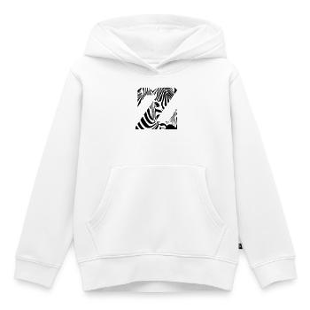 Zebra Mix Mono Black - Sweat Premium à capuche enfant bio - blanc - Devant - AI Model Kid Female (0cm)