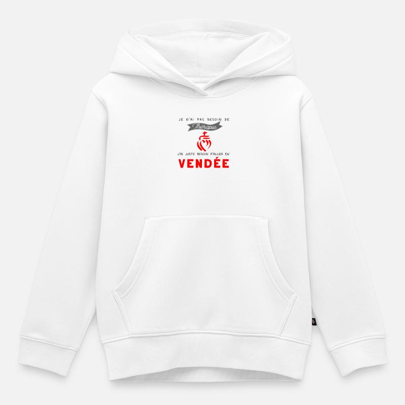 Vendée - thérapie - Sweat Premium à capuche enfant bio - blanc