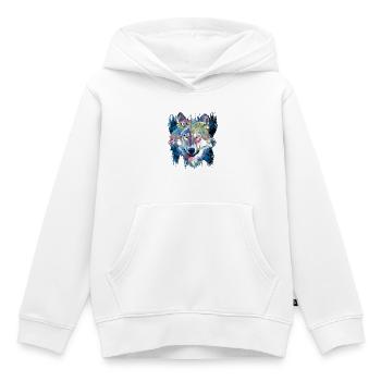 Polygon Wolf - Schöner grauer Wolf in Blau - Kinder Premium Organic Hoodie - Weiß - Vorne - AI Model Kid Female (0cm)
