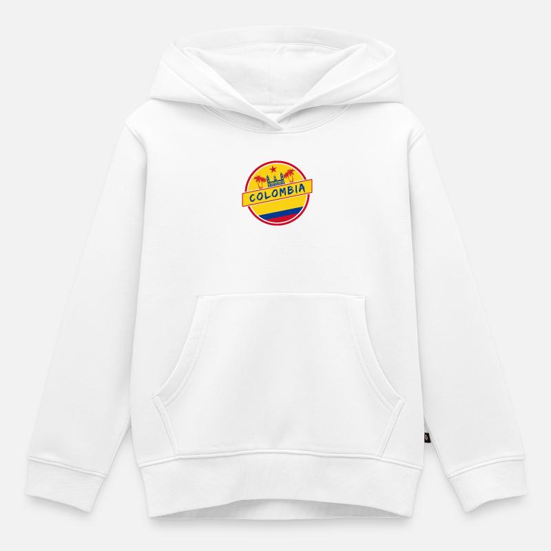 Conception de la Colombie avec drapeau national - Sweat Premium à capuche enfant bio - blanc