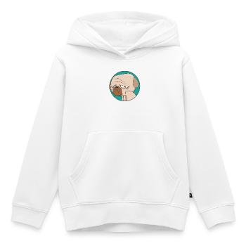 La vie du carlin | Chien | Disparu | Animaux de compagnie | Canine - Sweat Premium à capuche enfant bio - blanc - Devant - AI Model Kid Female (0cm)