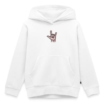 Hand - Metal - Versatz - Kinder Premium Organic Hoodie - Weiß - Vorne - AI Model Kid Female (0cm)
