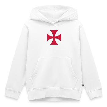 Croix de temple rouge et feu - Sweat Premium à capuche enfant bio - blanc - Devant - AI Model Kid Female (0cm)