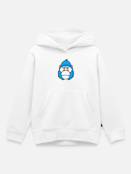 Grimmiger blauer Affenkopf - Kinder Premium Organic Hoodie - Weiß