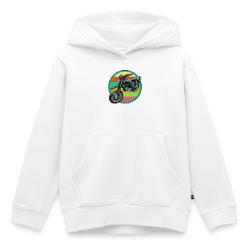 Patch de relief rétro pour cyclomoteur 3D look usé - Sweat Premium à capuche enfant bio - blanc - Devant - AI Model Kid Female (0cm)