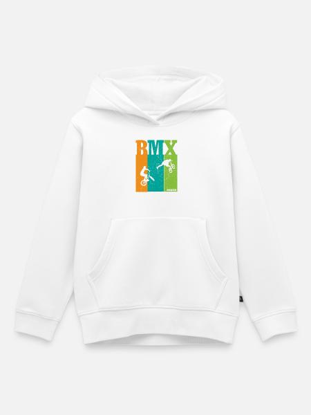 BMX Farbblock Rider Silhouetten - Kinder Premium Organic Hoodie - Weiß