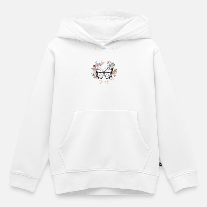 papillon - Sweat Premium à capuche enfant bio - blanc