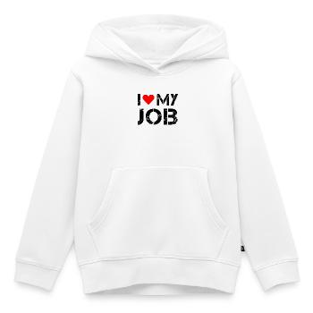J'adore mon travail! - Sweat Premium à capuche enfant bio - blanc - Devant - AI Model Kid Female (0cm)