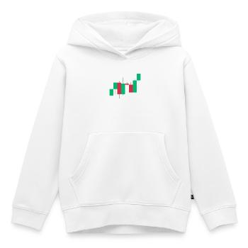 Aktien Crypto ETF Börse Kerzen chart candle sticks - Kinder Premium Organic Hoodie - Weiß - Vorne - AI Model Kid Female (0cm)