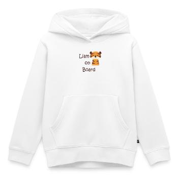 Liam on board - Kids Premium Organic Hoodie - white - Front - AI Model Kid Female (0cm)