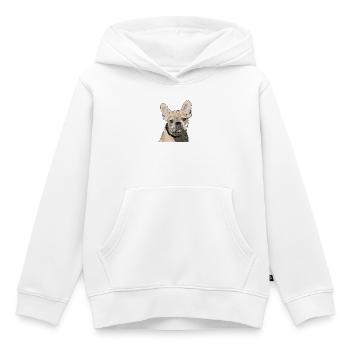 Français Bulldog - Sweat Premium à capuche enfant bio - blanc - Devant - AI Model Kid Female (0cm)