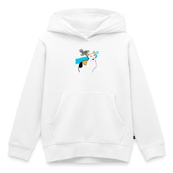 chat assis - Sweat Premium à capuche enfant bio - blanc - Devant - AI Model Kid Female (0cm)