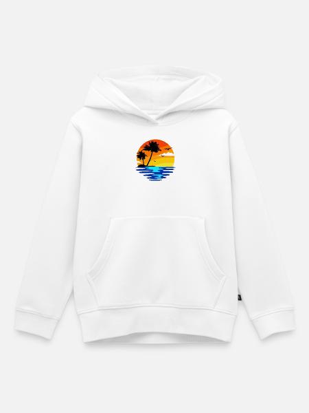 Vacances plage plage vacances île océan caraïbes - Sweat Premium à capuche enfant bio - blanc