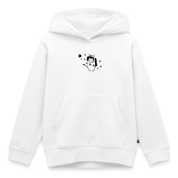Chat cool dans l'espace - Sweat Premium à capuche enfant bio - blanc - Devant - AI Model Kid Female (0cm)