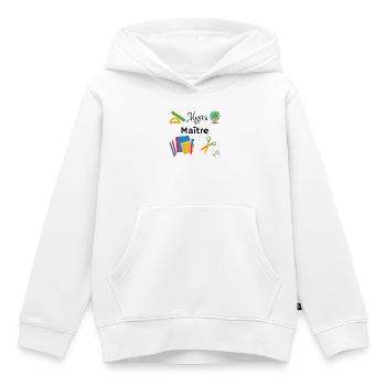 Merci Maître cadeau fin année scolaire instituteur - Sweat Premium à capuche enfant bio - blanc - Devant - AI Model Kid Female (0cm)